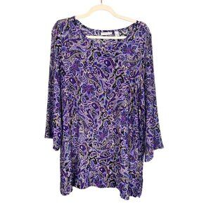 Retro Floral Top L Purple Paisley Chic Preppy Feminine Cottagecore Classic 80s